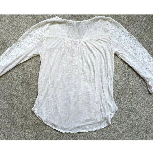 Lucky Brand Small Lace Henley S Boho Peasant Top - Picture 3 of 5